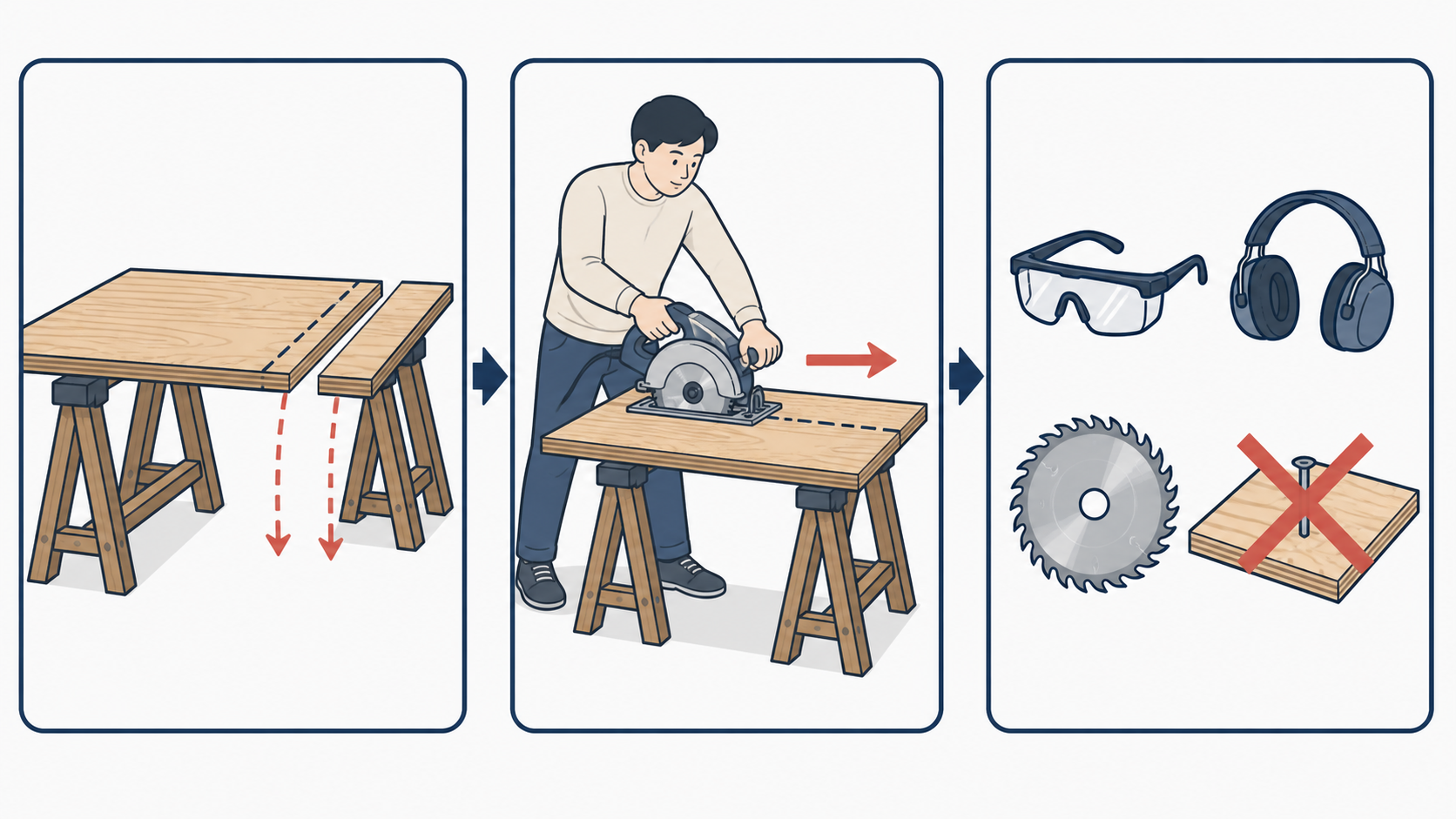電動丸のこのセッティングと基本安全ガイド