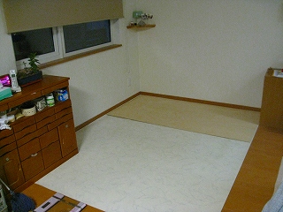 コンパネを充ててサイズを確認する様子