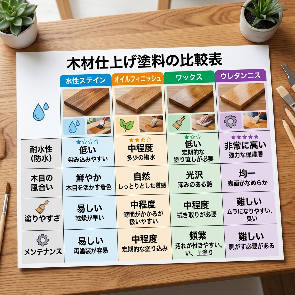 木工塗料の性能比較インフォグラフィック