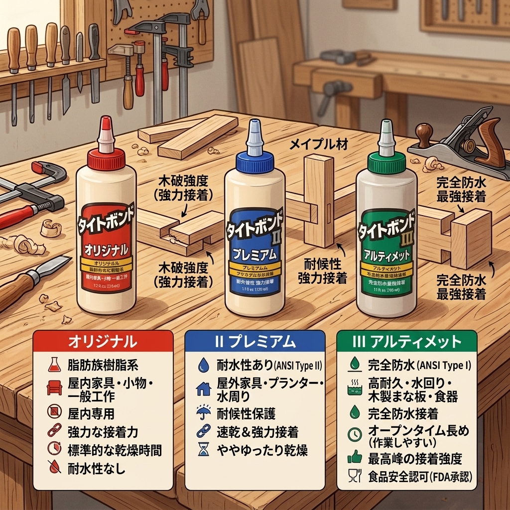 タイトボンドシリーズの比較